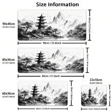 Large Gaming Mousepad, Desktop Use, Chinese Landscape Ink Painting Style Desk Mat, With Seamed Edges, Stunning Scenery Desk Mat, Non-Slip Rubber Base, Keyboard Mat/Computer Mat, Large XL Black And White Style Mousepad - Mouse Pad - View 9