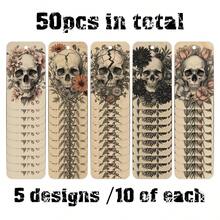 50pcs Halloween Skull Gift Tags With Hemp Rope, Dark Art Floral Skull Gift Labels, Suitable For Horror Theme Birthday Party, Gothic Style Gift Bag Labels, Sugar Skull Gift Packaging Decoration, Punk Rock Gothic Gift Packaging Decoration, Cool Birthday Party Supplies - A - View 8