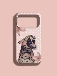 1pc Fashion Personalized Minimalist Full-Screen White Polka Dot Pink Leopard Pattern Phone Case, Liquid Large-Hole Silicone Shockproof Soft Shell Compatible With Apple 11/12/13/14/14plus/15/15plus/16/16plus/17/17pro And Other Models Protective Cover - Multicolor - View 2