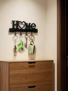 Heart-Shaped Wall-Mounted Key Hook Storage Rack, Durable Metal Material, Black Style, Suitable For Home, Can Hang Car Keys, Handbags, Keychains, Room Decor, Entryway Organizer - Multicolor - View 6