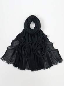1pc Women's Solid Color Modal Fabric Pleated Tassel Scarf, Casual Daily Headscarf, Sun Protection & Warmth Shawl Scarf Suitable For Dresses - Multicolor - View 9