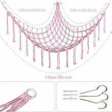 1pc 55-Inch Plush Doll Hammock, Macaron Plush Corner Hanging Net Rack With Hooks, Bedroom/Living Room Plush Storage Rack, Woven Plush Net, Plush Storage Bag, Large Plush Net - Multicolor - View 13