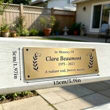 1pc Personalized Cross Bench Plaque, Memorial Plaque, Customized Name & Date Decor, Outdoor Memorial Plaque, Anniversary, Memorial, Pet Plaque, Garden Bench Plaque, Customized Metal Plaque - Multicolor - View 7