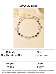 1pc Bohemian Style Colorful Geometric Asymmetrical Inlaid Stone Chain Waist Chain, Personalized Gorgeous Court Style Women's Body Chain Waist Chain, Versatile Waist Chain Accessory To Match Dresses And Tops, Gift For Best Friends - Silver - View 8