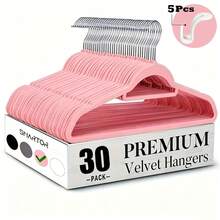 High Quality Velvet Anti-Slip Garment Hangers 100/50/30pcs, Compact Space-Saving Hangers With 360° Spin Hook & Attached Tie Bar, Sturdy Basic Hangers For Wardrobe Organizing, Indoor Stowage, Outdoor Laundry Drying & Garment Retail Display - View 14