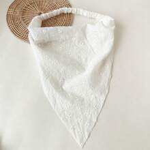 1pc Handmade Embroidered Ruffled Headwrap, Women Summer Beach Bandana, Daily Vacation Essential Hair Band - trắng - Xem 3