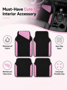 4pcs Patterned Car Floor Mats, Simple & Stylish, Water-Absorbent & Anti-Slip, Washable, Fashionable Interior Protection, Suitable For Sedans, Hatchbacks And SUVs, All-Season Use, Car Owner Essential - A - View 8