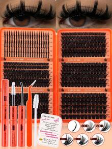 720/684pcs High Capacity DIY False Eyelashes Set, Pointed Tip And 10D-100D D-Curl Natural Lashes, Super Thick And Fluffy, Eyelash Book, Suitable For Daily Use And Beginners, Multi-Style Mixed Lash Cluster Set - Multicolor - View 18