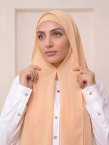 1pc 3 In 1 Instant Chiffon Hijab With Built-In Magnets And Undercap/All-In-One Instant Hijab--No Pins, Slip-Free Fit, Easy Wear In Seconds. - Instant Chiffon Hijab - View 3