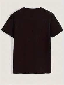 Men's Short Sleeve Summer T-Shirt With Print - Black - View 2