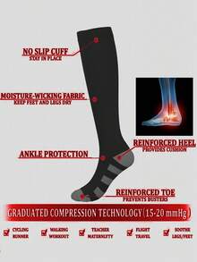 3 Pairs/1 Pair Minimalist Breathable Professional Solid Color Sports Compression Socks Suitable For Running, Cycling, Outdoor Hiking - Multicolor - View 5