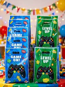 50個藍綠色遊戲主機主題禮品袋，遊戲風格禮品手提袋，遊戲生日糖果袋，禮品袋，遊戲之夜禮品收納袋，嬰兒洗禮禮品包裝袋，成年禮禮品包裝用品，小紀念品包裝袋，商店購物袋，餅乾烘焙袋，廚房桌面裝飾，家居裝飾，房間裝飾，派對贈品，家居裝飾，房間裝飾，男孩生日禮物，派對贈品 - 藍綠色遊戲機 - 查看 4