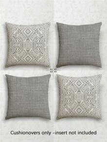 4 buah, Sarung Bantal Hias, Pola Geometris, Sarung Bantal Serat Poliester, Resleting Tersembunyi, Dapat Dicuci dengan Mesin, Pola Garis Modis Sederhana, Penutup Resleting, Sarung Bantal Hias Rumah, Sarung Bantal Sofa Ruang Tamu Kamar Tidur, Tanpa Isian Bantal - Grey - View 14