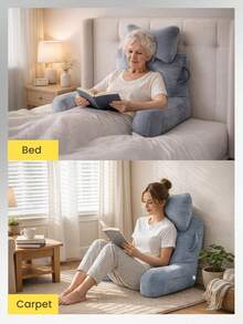Reading Rest Lumbar Sofa Backrest Pillow Plush Support Chair Cushion With Arm - Gris L - Ver 5