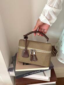 New Style Hand-Held Box Bag, Minimalist Fashionable Shoulder Crossbody Bag - Khaki - View 4