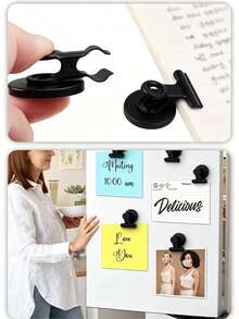 10pcs/5pcs/3pcs/1pc Magnetic Clips, Magnetic Photo Clips, Black Metal Magnetic Clips, Round Fridge Magnets, Can Be Used To Decorate Refrigerator And Fix Photos, Messages Or Notes, Can Be Firmly Adsorbed On Refrigerator, Whiteboard And Hanging Board And Other Iron Surfaces, Easy To Use, Keep Items Organized, Very Suitable For Valentine's Day, Anniversary And Back To School Season. - Multiple Styles - View 6