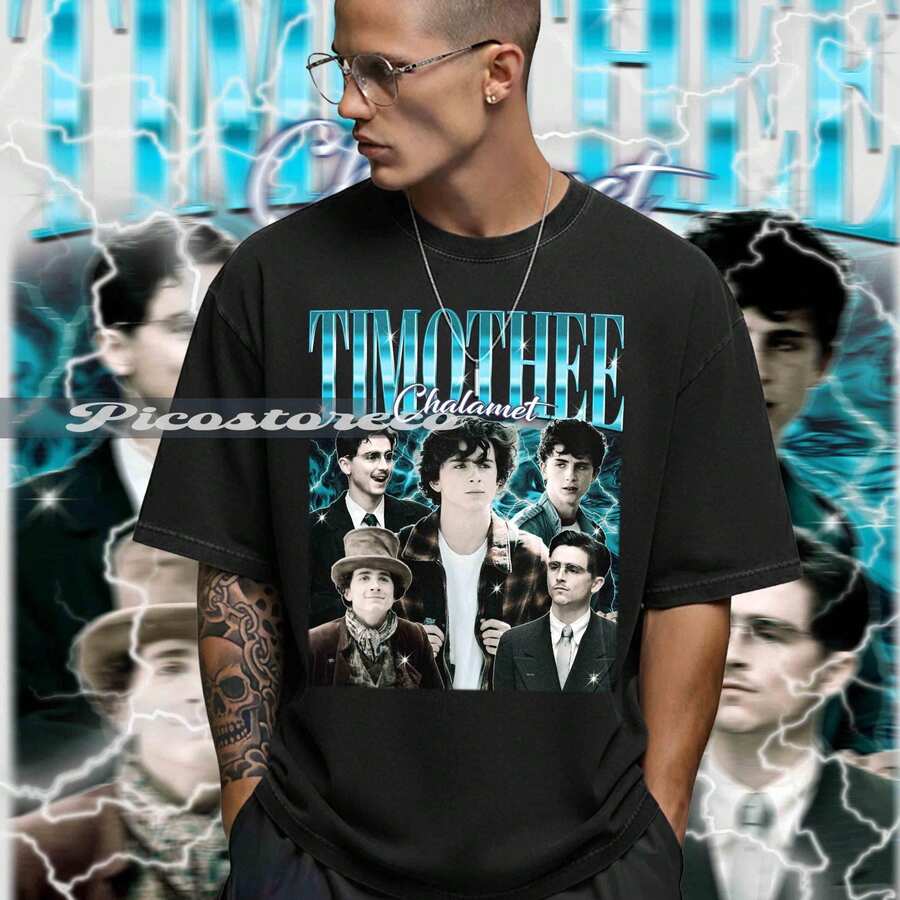 Timothee Chalamet Retro Graphic T-Shirt - Unisex T-Shirt - Black - View 1