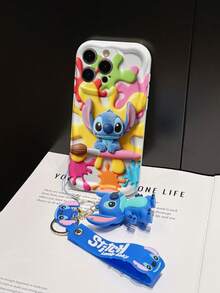 Disney Has Authorized, Phone Case - Chain Set, The Stitch Lilo & Stitch 3D Phone Case Plus A Silicone 3D Stitch Bracelet With Metallic Ring Removable Bracelet, Stitch And Angel Pattern, Compatible With Iphone17/16/15/14/13/12/11/XS/XR/X Plus Pro Max, A Stylish Cartoon Phone Case, The Perfect Gift Choice, Phone Protection, Durable Phone Cover, Great Gift For Friends And Family. - trắng - Xem 5