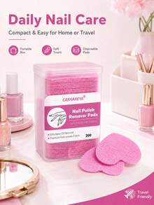 1 Box 200pcs/Heart-Shaped Nail Wipes, Heart-Shaped Nail Degreasing Wipes, Non-Damaging Nail Cleaning Cotton Pads, Soft Lint-Free Nail Removal Wipes, Disposable Wipes For Nail Salons, Heart-Shaped Nail Removal Cotton Pads, Non-Woven Soft Nail Cleaning Care Cotton Pads, Portable Nail Salon Wipes, Gift - Pink Box - View 6