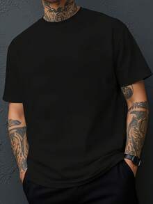 Men's Short-Sleeved T-Shirt, One Size Fits Most, With Bible Verse, John 3:16, Double-Sided Print, New Men's Crew Neck T-Shirt, Casual, Sporty, Modern Style - 黑色 - 查看 2