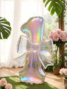 2pcs 40-Inch Large Colorful Transparent Asymmetric Shaped Foil Balloons, Small Colorful Transparent Bow Foil Balloons, Suitable For Birthday Party, Anniversary, Holiday, Outdoor Event, Banquet And Backdrop Decoration - A - View 3