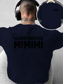 Camiseta de moda para hombre con estampado creativo de doble cara, de manga corta y con un divertido estampado de eslogan en alemán, única y llamativa, adecuada para uso casual en casa o act - Blanco - Ver 1