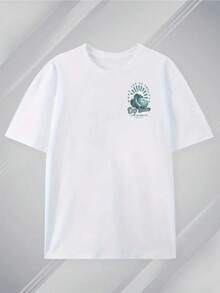 Camiseta de algodón para hombre con estampado único de doble cara de Deep Sea, cómoda, casual, versátil, moderna, de cuello redondo y manga corta, estilo básico para hombre, adecuada co - Negro - Ver 8