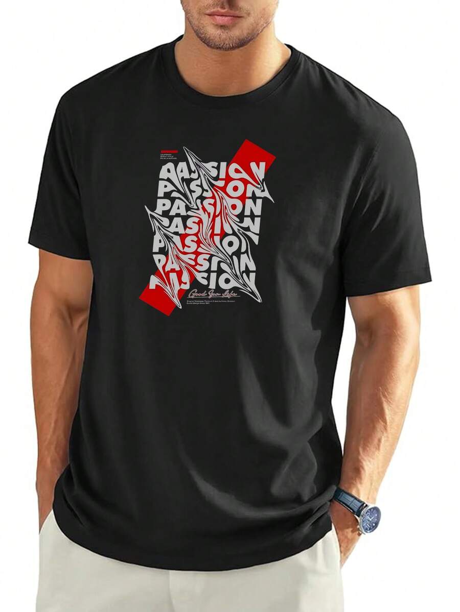 Men T-Shirts - 黑色 - 查看 1