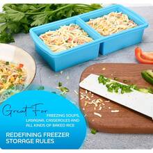ZIP STANDING Silicone Freezer Trays With Lid,1-Cup Soup Freezer Container Large Cube Molds With Reinforced Steel Ring Top Freezing Soup Sauce Broth Leftovers Oven Dishwasher -(2-Pack) - 紅2杯 - 查看 9