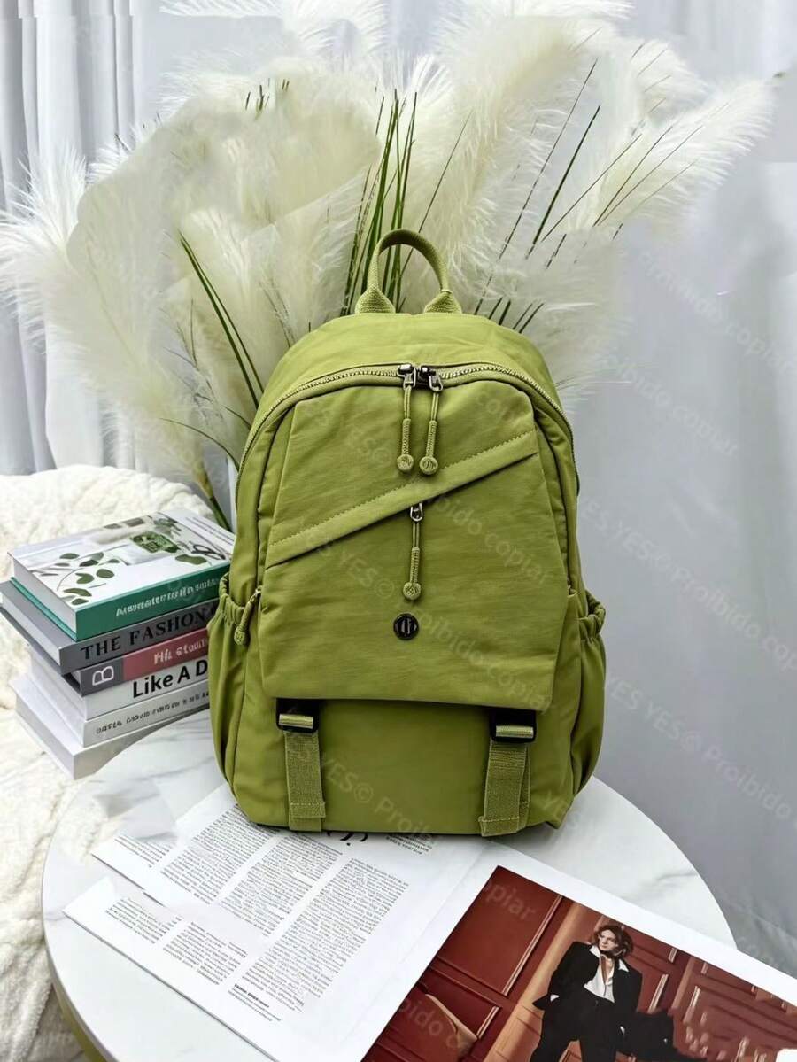 Women's Oxford Backpack - Large Capacity - 39 Cm High - With Multiple Compartments For School, Travel And Work - Grass Jelly Green - View 1