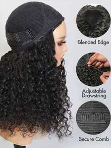 Tinashe Beach Curly Natural Wave 3 IN 1 Half Wig Human Hair Wigs Scalp Look 180% Density Human Hair Human Hair Wig No Leave Out Brazilian Human Hair Natural Color For Women Glueless Wig Clip & Go - SNatural - View 6