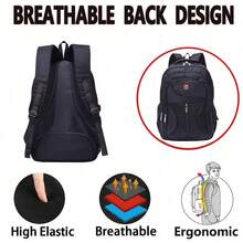 15.6-Inch Men's Backpack, Laptop Bag, Travel Backpack, Wear-Resistant And Scratch-Resistant, Sturdy And Durable Shoulder Bag, Suitable For University, Office, Business Travel And Daily Commuting. - View 2