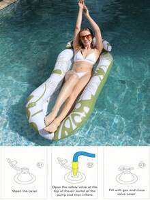 1 pieza Silla flotante inflable tipo hamaca, tabla de surf flotante para playa, flotador de verano para adultos para piscina y playa, colchoneta flotante, regalo de verano perfecto para uso en fiestas, silla flotante para diversión y relajación de vacaciones de adultos, ligera y portátil, ideal para natación, exterior, viajes, deportes acuáticos, tabla de surf inflable para piscina, tabla de surf de verano para adultos para playa y natación, accesorio esencial de playa, accesorio de playa, reutilizable - Verde - Ver 4