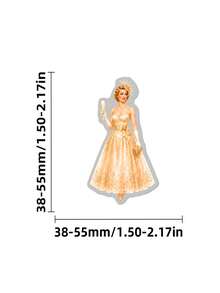 50/100張復古女士洋裝貼紙，1950年代法式優雅女性與花卉禮服貼紙，適合廢物手帳、剪貼簿、手帳裝飾、樹脂手工藝與復古美學禮物、學校用品 - 7*6*1 - 查看 10