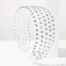 1pc Summer Solid Color Tulle Wide Band Korean Style Women's Headband Simple Fashion Gem Rhinestone Decor Elegant Elegant Versatile Daily Outing Hair Accessory - FG942-white - View 6