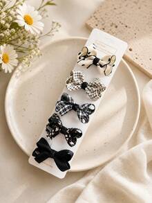 5-Piece Basic Bow Hair Accessory,Pink Bow,Red Bow,For Daily Life - Multicolor - View 6