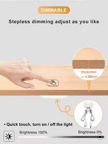 1pc 5-24V 5A Touch Sensor Dimmer Switch, Stepless Dimming LED Light Strip Controller, No Drilling Surface Mount Suitable For Cabinets, TV, Bedroom, Wardrobe - FTS-06 - View 5