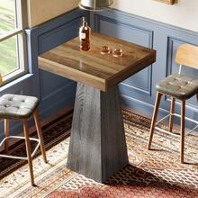 LITTLE TREE Bar Table, 39.96" High Pub Table For Small Space, Home Bar Small Square High Top Unit For Dining, Coffee, Cocktail, Living Room, Kitchen, Vintage Brown & Gray (Only Table) - Màu nâu và xám cổ điển - Xem 3