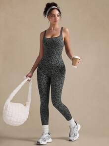 VVX Jumpsuit Yoga Wanita Leher Persegi Tanpa Punggung Pengontrol Perut Pengangkat Bokong, Celana Pendek Olahraga Tanpa Lengan Bergaris Tanpa Jahitan untuk Gym Olahraga Musim Panas - MultiWarna - View 6