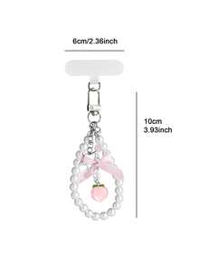 Ins Style Girly Pearl Bow Phone Lanyard With Strawberry Heart Pendant Anti-Lost Wrist Strap Universal Phone Case Charm Sweet Bestie Accessory - Multicolor - View 8