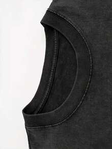 a hombre de algodón lavado de 230 g, cuello redondo, manga corta, estilo casual, diseño natural, moderna para ir al trabajo y de vacaciones, camisa versátil de estilo vintage, entrega local. - Negro - Ver 4