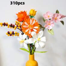 Vibrant Mixed Flower Building Block Bouquet Set, DIY Sunny Style Assembly Eternal Flower Model, Sunflower And Daisy Mixed Flower Building Block Bouquet Set, Warm Tone Bouquet Assembly Eternal Flower, Sunflower Assembly Model, Artificial Flower Decorative Ornament, Artificial Plant Model, Home / Office Decor, Graduation Gift, Valentine's Day Gift, Christmas Gift - Yellow Bouquet - View 14