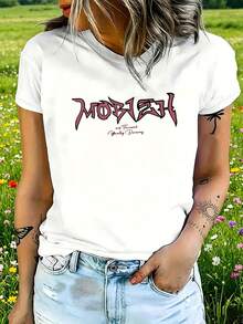 Women's T-Shirt, Mobzeh Style, Light Everyday Wear - 白色 - 查看 1
