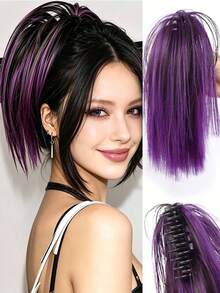 人造纤维爪夹式凌乱发髻发饰、发圈、接发、女士马尾辫发圈 - 彩色 - 查看 3