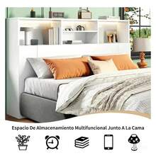 Cabecera Matrimonial Con Luces Led Y Enchufes Para Cama - Blanco - Ver 3