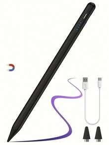 Kompatibel dengan iPad/Android/Stylus - Pengisian Cepat Apple Pencil, Stylus Kapasitif Presisi Tinggi, Kompatibel dengan iOS, Tablet Kindle, Termasuk Ujung Pengganti dan Kabel Pengisian Daya, Kapasitas Baterai 90mAh - MultiWarna - View 12
