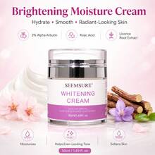 seemsure 亮白保濕面霜 50ml，含 2% α-熊果苷、麴酸與甘草根萃取的日常臉部保濕乳，輕盈補水面霜，幫助平滑肌膚、改善暗沉膚色，打造光澤亮麗妝感 - 白色 - 查看 1