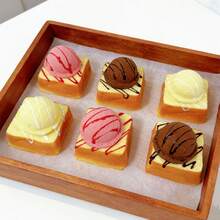 1pc Simulation Toast Ice Cream Bread Squishy, Ultra Slow Rising Bread, Food Model Ornaments - Multicolor - View 7