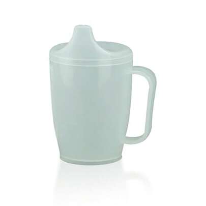 Taza para adultos para personas mayores, resistente a derrames con mango y tapa de boquilla, 8.5 onzas, ayuda para beber ligera adaptativa para movilidad limitada, 1 paquete