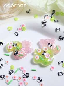 10g Mezcla de Rebanadas de Arcilla Polimérica con Panda, Flor Rosa y Hoja, Lindas Chispas de Arcilla Suave de Dibujos Animados para DIY, Encantos de Resina, Decoración de Uñas, Rellenos de Resina y Slime - Multicolor - Ver 5